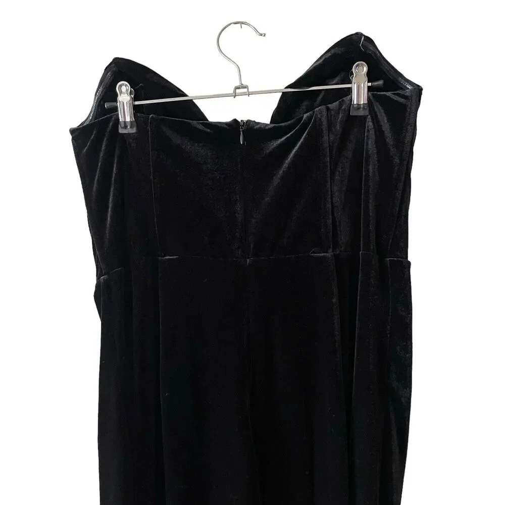 Lulus XL My Dream Come True Velvet Strapless Maxi Dress Black Slit Long - Picture 11 of 13